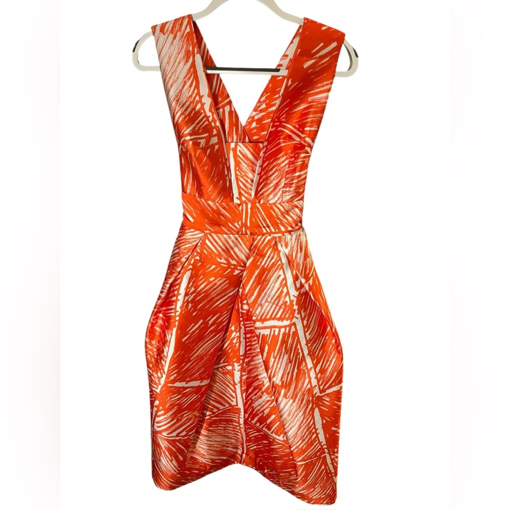 Milly Scribble Print Orange and White Backless Dress